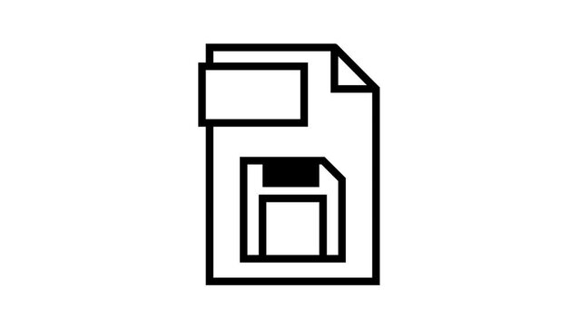 save pdf file animated black icon. save pdf file sign. isolated on white background