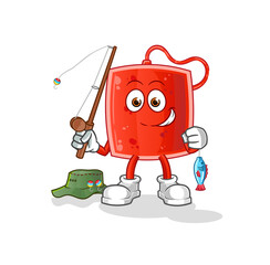 blood bag fisherman illustration. character vector