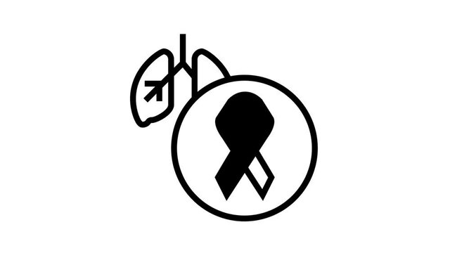 deterioration of lung function in hiv infected patients animated black icon. deterioration of lung function in hiv infected patients sign. isolated on white background