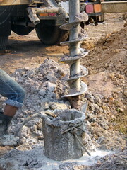 Drilling rigs for the construction of building foundations.
construction work. Drilling pile...