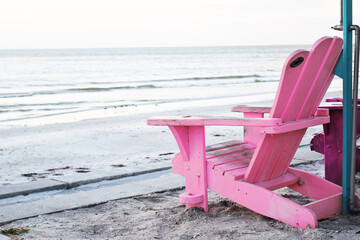 Fototapeta na wymiar beach chair on the beach