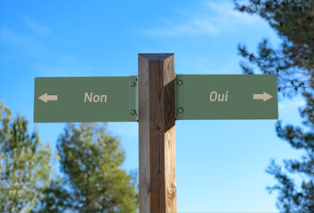 Selective focus shot of a way signpost with 