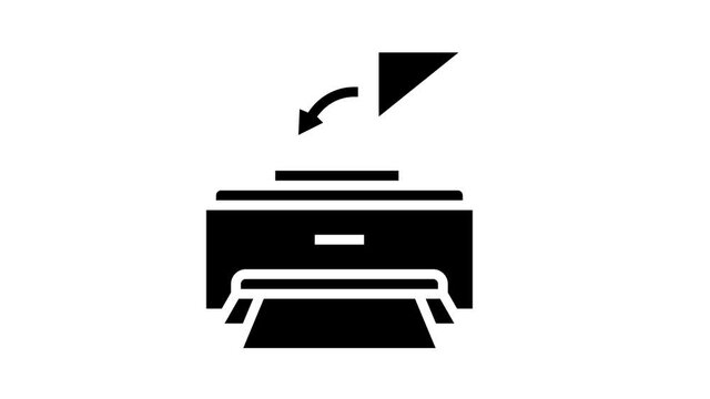 printing pdf file animated glyph icon. printing pdf file sign. isolated on white background