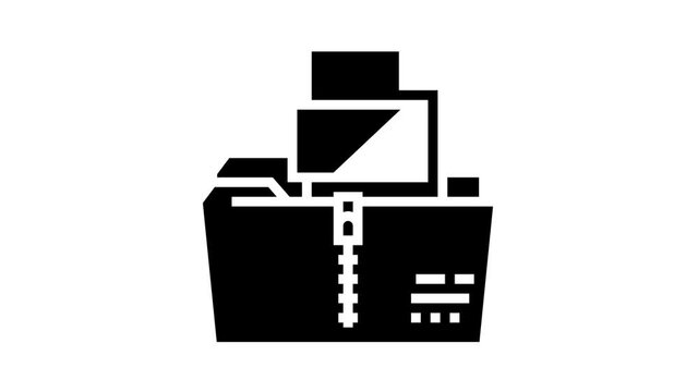 archiving pdf file animated glyph icon. archiving pdf file sign. isolated on white background
