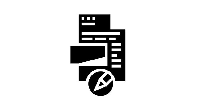 writing and editing pdf file animated glyph icon. writing and editing pdf file sign. isolated on white background