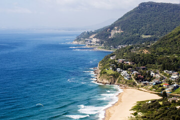 View of Stanwell Beach from Bald Hill lookout, South Coast of NEW South Wales Australia