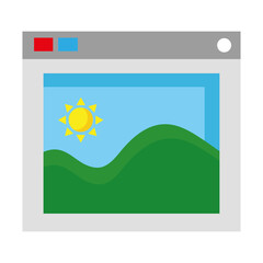picture with sea waves and sun seascape in webpage template flat style icons vector illustration design