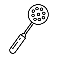 fry ladle kitchen cutlery line style icon vector illustration design
