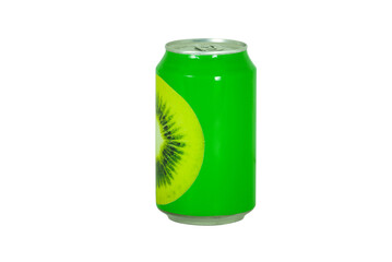 Lata de bebida, refrigerante de kiwi - sumo de laranja, sem letras ou inscrições, só com um...