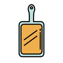 Obraz premium wooden board cut kitchen utensil line and colors style icon vector illustration design