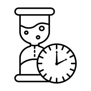 time clock watch analog and hourglass line style icon vector illustration design