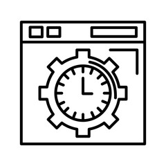 time clock watch analog in gear and template line style icon vector illustration design