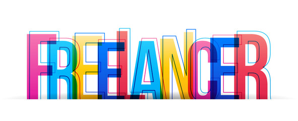 Colorful overlapped letter of the word 'Freelancer'. Vector illustration.