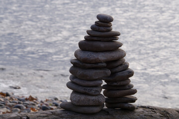 stack of stones on beach