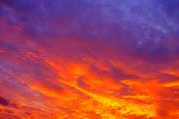 Beautiful fiery sunset during twilight hour