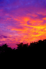 Fototapeta premium Beautiful fiery sunset during twilight hour