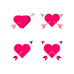 LOVE HEART AND ARROW ILLUSTRATION CLIP ART ICON SET BUNDLE