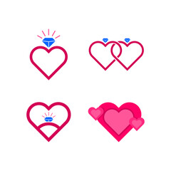 RING COUPLE HEART LOVE ILLUSTRATION CLIP ART ICON SET BUNDLE