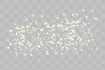 White sparks glitter special light effect. Vector sparkles on transparent background. Christmas abstract pattern. Sparkling magic dust particles