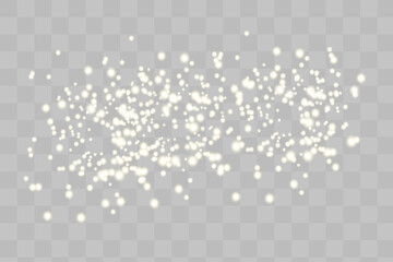 White sparks glitter special light effect. Vector sparkles on transparent background. Christmas abstract pattern. Sparkling magic dust particles