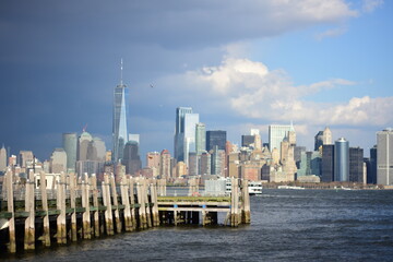 city skyline clouded