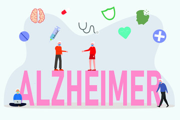 Alzheimer 2D flat vector concept for banner, website, illustration, landing page, flyer, etc