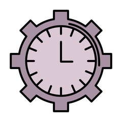 time clock watch analog in gear line and fill style icon vector illustration design