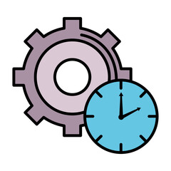 time clock watch with gear line and fill style icon vector illustration design