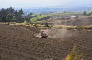 Farming at The fertile Andean highlands under Chimborazo, La Moya, Ecuador