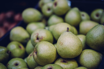 delicious pears in a market
