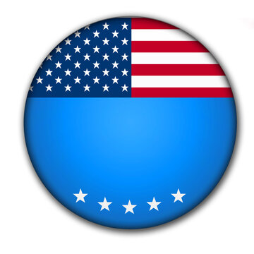 Blank round button in red, white and blue with USA flag - Illustration