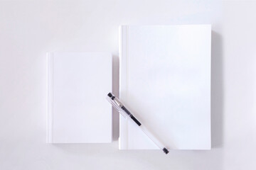 papel, bolígrafo, bloc, en blanco, aislada, anotar, blanco, despacho, hoja, mensaje, bloc, apuntes