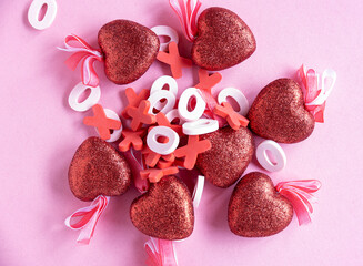 Fun Colorful Valentine's Day pink red and white background.