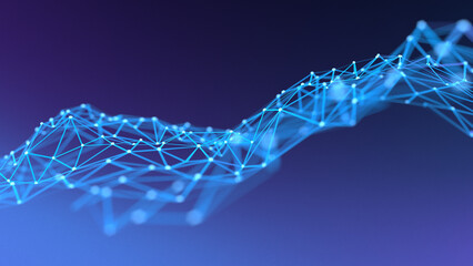 Network, Grid, Concept background. 3D Render

