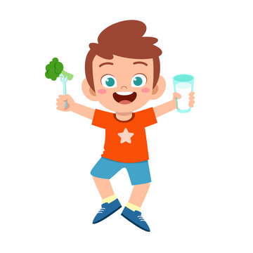 recommend clip art: happy cute kid boy drink fresh milk