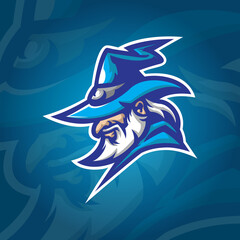 wizard mascot logo design vector with concept style for badge, emblem and tshirt printing. wizard head  illustration.