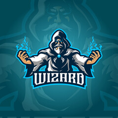 wizard mascot logo design vector with concept style for badge, emblem and tshirt printing. angry  wizard illustration for sport and esport team.
