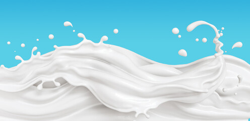 white milk or yogurt splash abstract background, 3d rendering