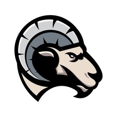 sheep head with big muscular horn perfect for arabian , turkish or eastern traditional food in restaurant vector illustration logo design
