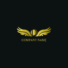 Obraz premium letter D and wings in luxury and elegant golden style logo design