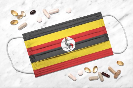 Face Mask With Flag Of Uganda During Coronavirus Pandemic