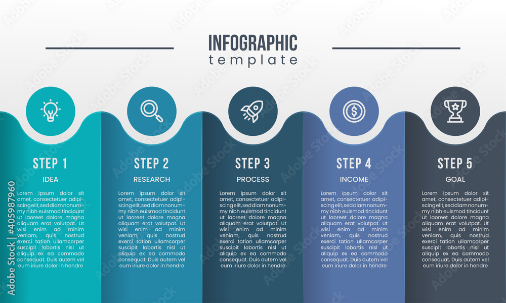 Wall mural vector abstract element timeline 5 step option point infographics design