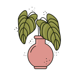 green tropical leafs plant in ceramic vase vector illustration design