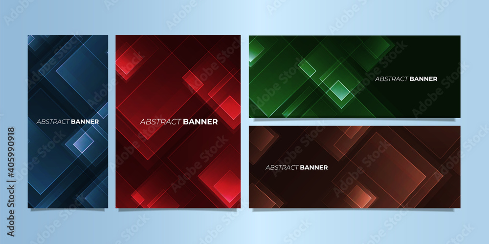 Wall mural set of abstract squares banner pattern. business design template. vector banner.