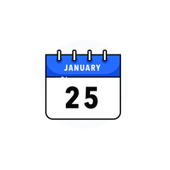 January 25 - Calendar Icon With Flat Design Concept - Vector Illustration