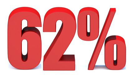 62 Percent off 3d Sign on White Background, Special Offer 62% Discount Tag, Sale Up to 62 Percent Off,big offer, Sale, Special Offer Label, Sticker, Tag, Banner, Advertising, offer Icon
