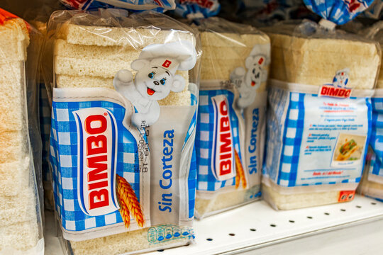 Bimbo toast white bread packaging in the supermarket Mallorca Spain.