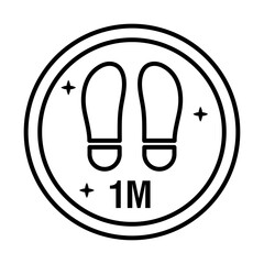 reopening sticker with footprint location line style icon vector illustration design