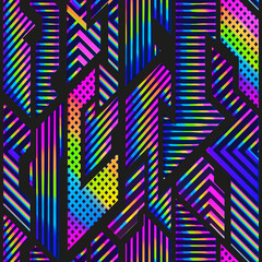 Rainbow geometric seamless pattern.
