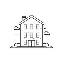 Simple apartment vector illustration in line art style isolated on white background. Apartment linear icon